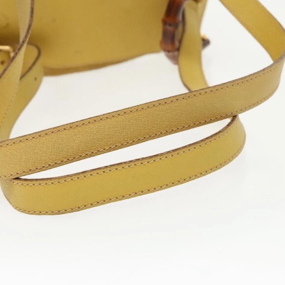 GUCCI Bamboo Backpack Suede Leather Yellow Gold 003 2058 0030 Auth bs19589 main image 5